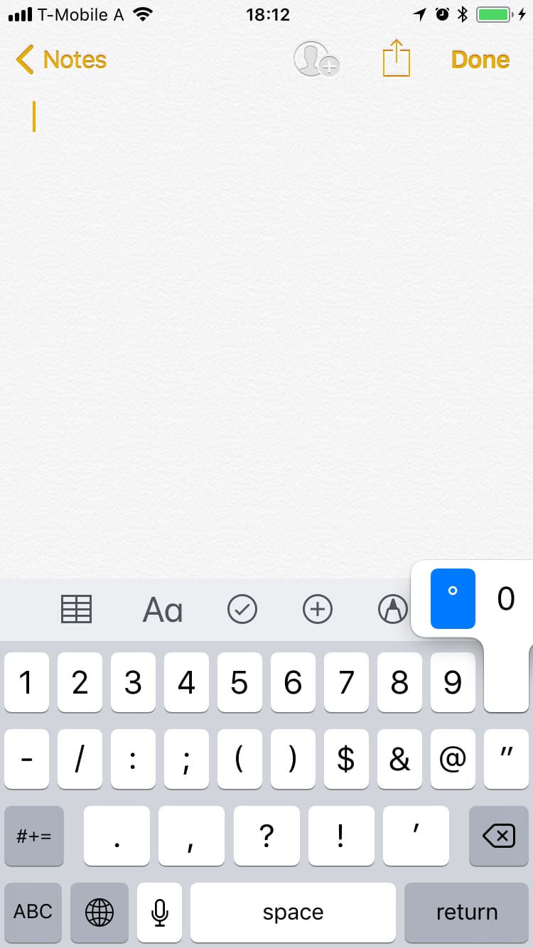 How To Enter Degree Symbol On Iphone