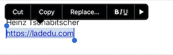 Tap BIU to add formatting to your iPhone email signature