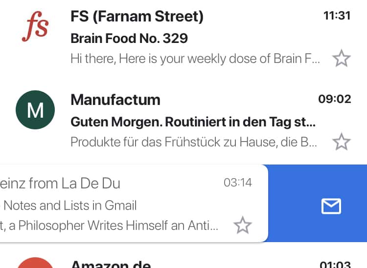 Wischen Sie über die Nachricht, bis der „Als ungelesen markieren“ Button in vollem Umfang erscheint