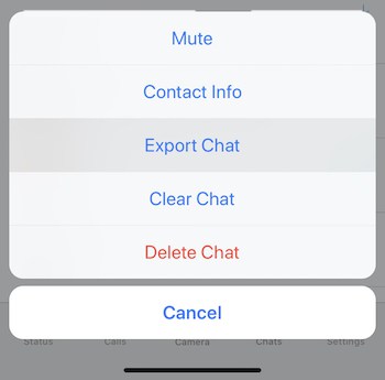 Select "Export Chat" from the menu