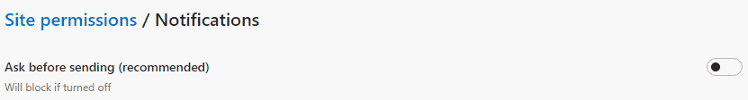 Stop site notification notifications in Chrome-based Edge browser