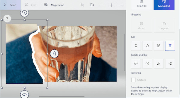Click "Delete" under "Edit" in the Paint 3D sidebar