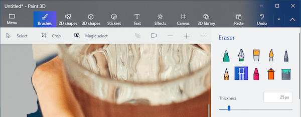 Use the eraser to make anything transparent in Paint 3D