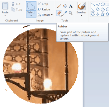 Use the "Rubber" if necessary to crop remaining splotches of your circle