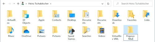 Create a Pegasus Mail folder in your Windows user folder