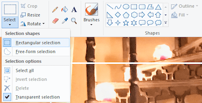 Finally, make a "Rectangular selection" to crop in MS Paint