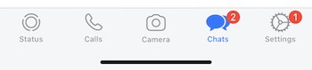 Go to the "Chats" tab in WhatsApp