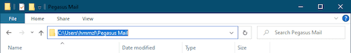 Highlight and copy the path to your Pegasus Mail directory