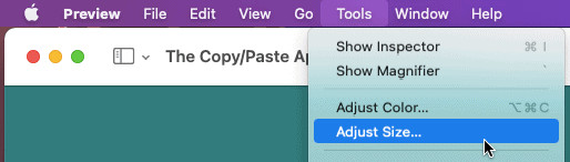Select “Tools | Adjust Size…” in Preview