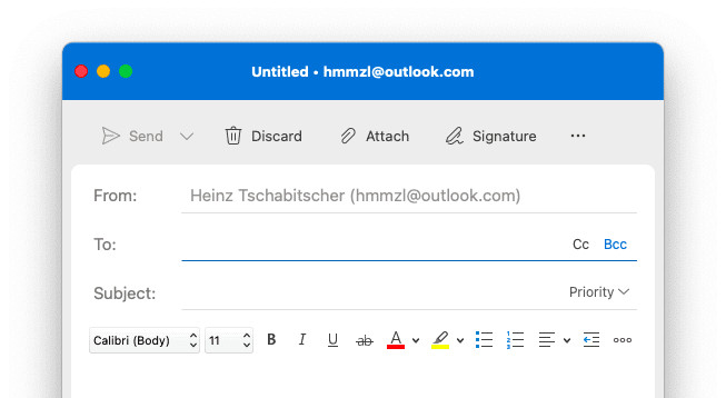 Show the BCC recipients field in New Outlook for Mac