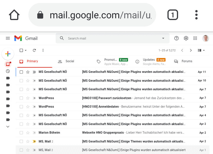 Gmail desktop version in Anroid Chrome