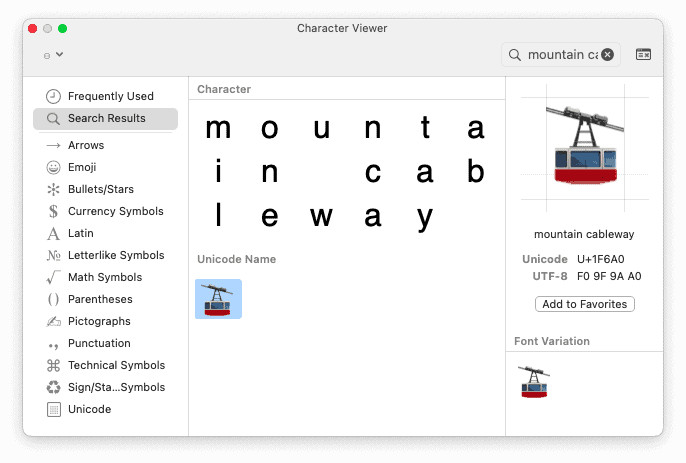 Find and enter Mac Unicode characters with the Character Viewer