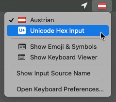 Switch to Unicode Hey Input to Type all Unicode characters directly on a Mac