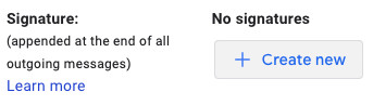Create a new email signature in Gmail