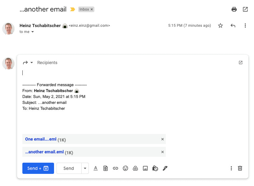 How to forward multiple emails at once as attachments in Gmail