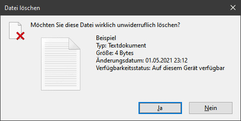 Klicke "Ja", um eine Datei in Windows ohne Papierkorb zu löschen