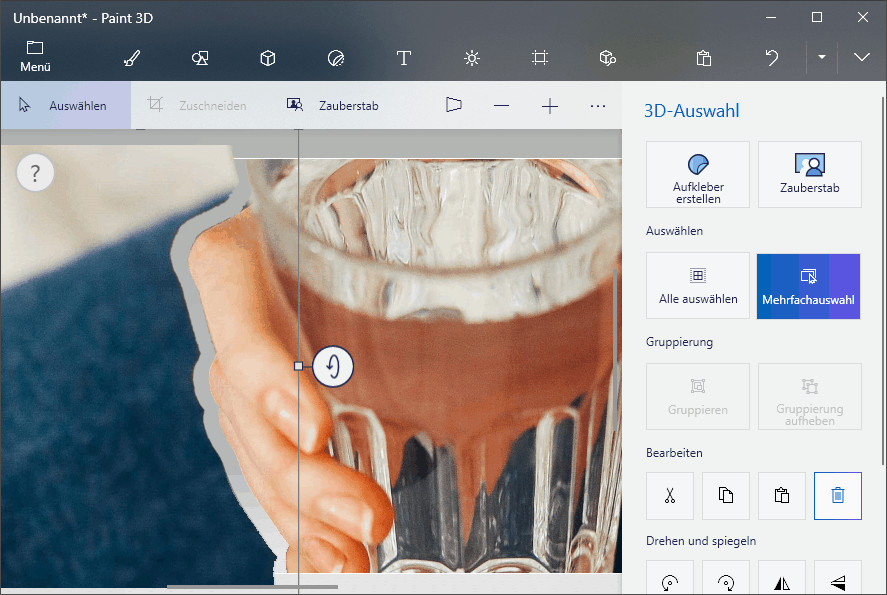 Löschen Sie den Hintergrund in Paint 3D um ihn transparent zu machen