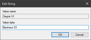 Type the substitute font you want to use for Windows 10