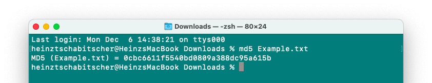 Verify an MD5 file checksum on a Mac