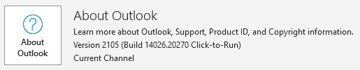 "About Outlook" for a Click-to-Run installation