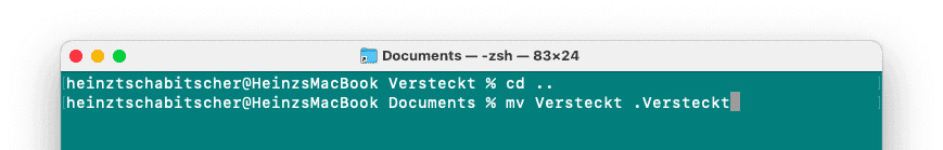 Am Mac einen Ordner mit einer Namensänderung verstecken
