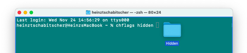 Drag and drop a folder to add the “hidden” attribute on a Mac