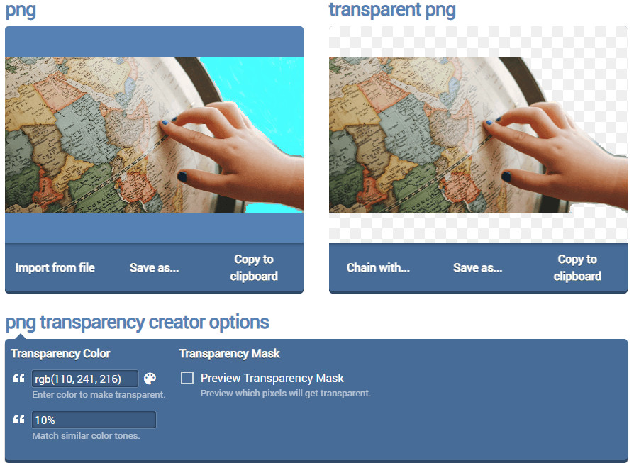Pick your background color for transparency