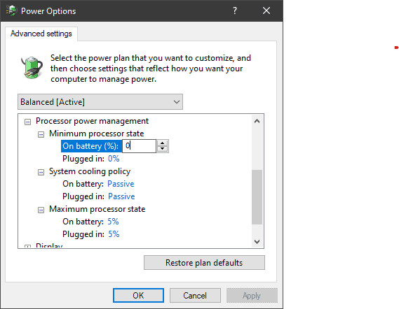 Use Windows 10 Advanced Power settings to keeep a PC or laptop running cooler