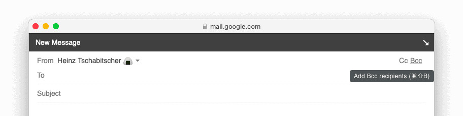 Click "Bcc" to start sending to undisclosed recipients in Gmail