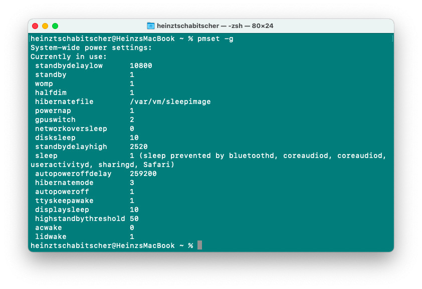 Find out what stops a Mac from sleeping using Terminal and pmset