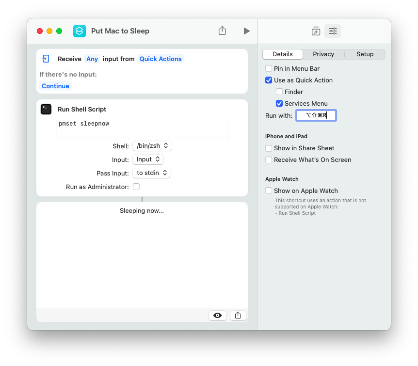 Pick a custom keyboard shorcut for sleeping a Mac
