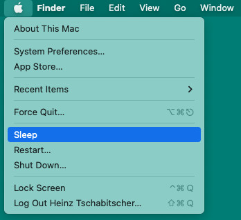Put a Mac to sleep using the Apple menu