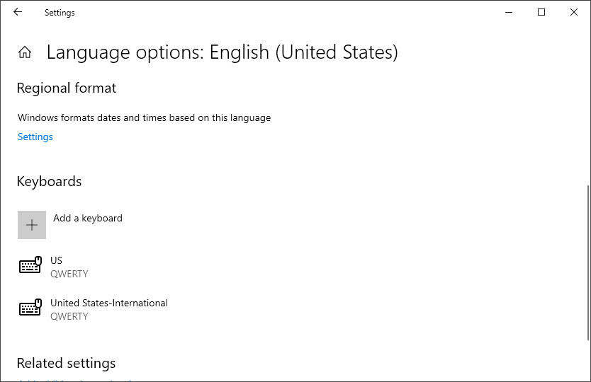 Add the United States-International keybaord layout to Windows