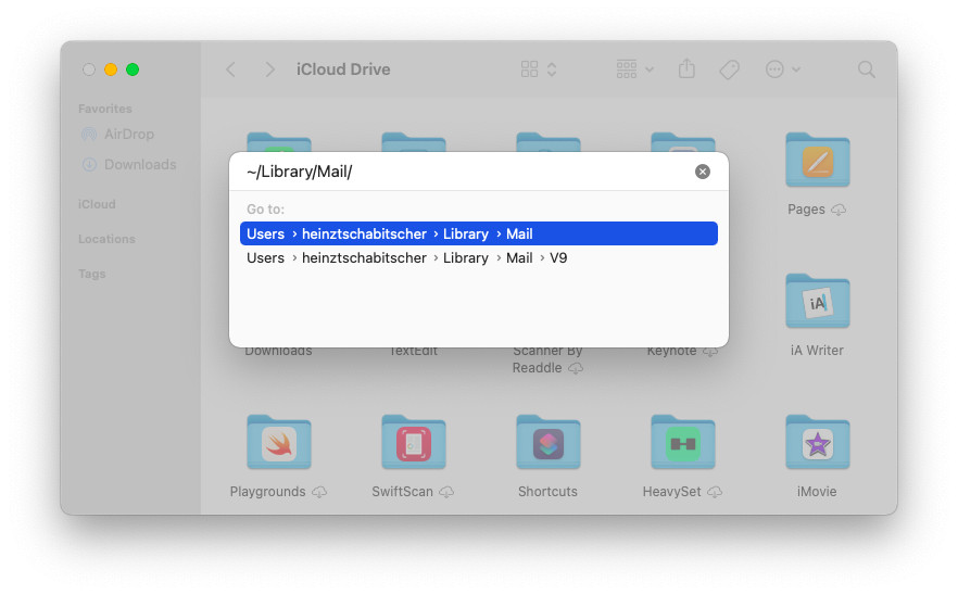 Go to the ~/Library/Mail/ folder in Finder