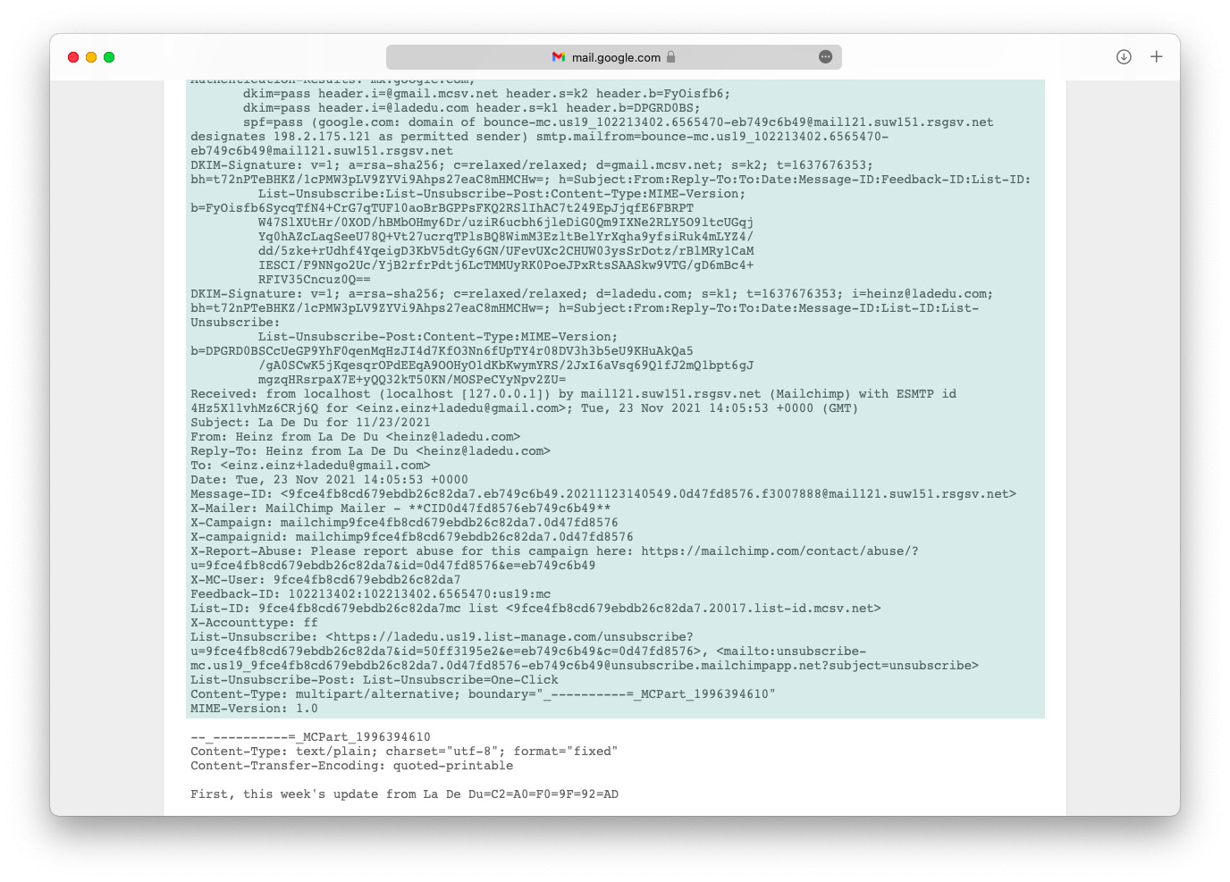 Alle Email Header in Gmail sehen mit „Original anzeigen“