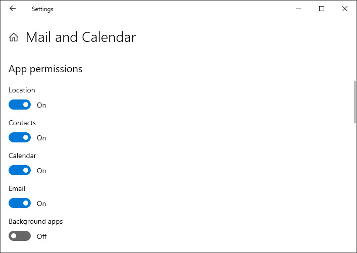 Disable “Background apps” to stop the Mail app from running in the background on Windows