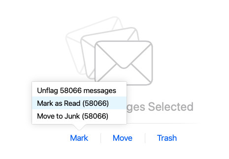 Mark all emails as read quickly in iCloud Mail