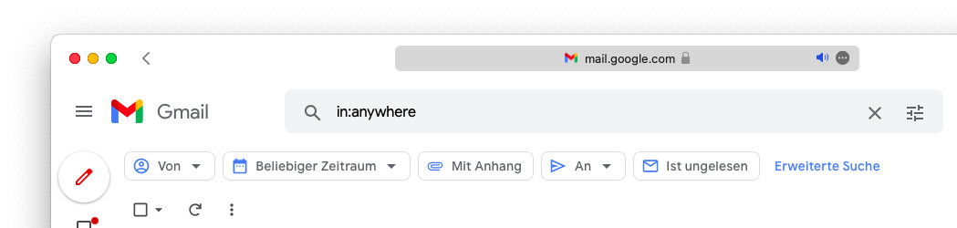 Schreiben Sie in:anywhere um alle Mails in Gmail zu löschen