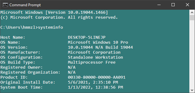 Find the Windows 10 version and build number on the command prompt
