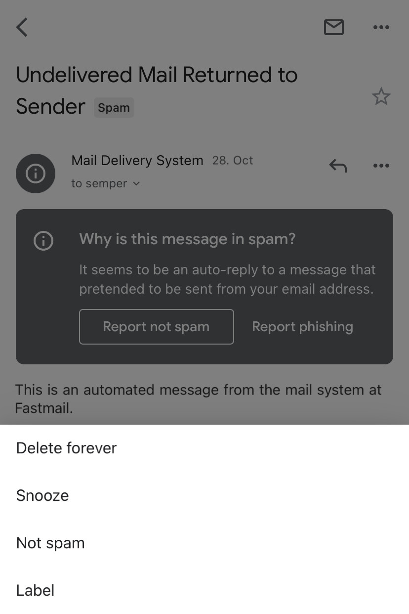 Recover from Spam in the Gmail App