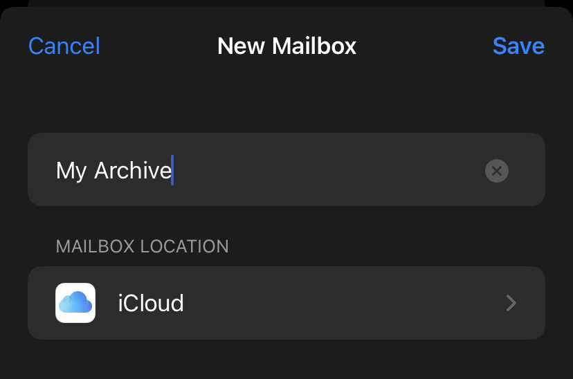 Create a new Archive folder in iPhone Mail