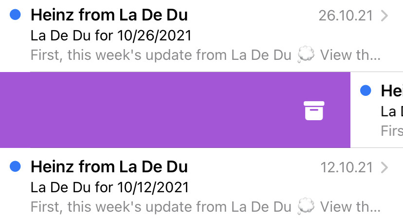 Archive in iPhone Mail with a single swipe