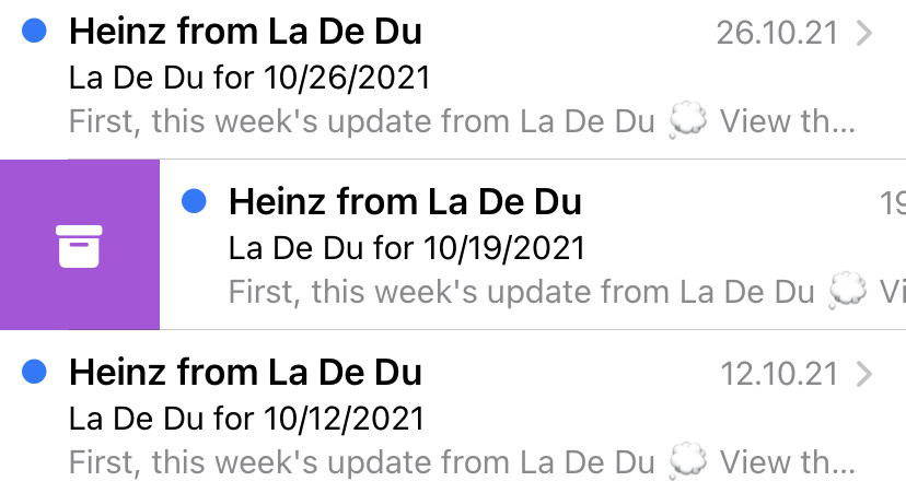 Swipe over an email in iPhone Mail to bring up the archiving menu