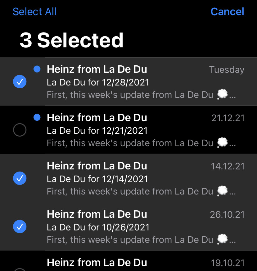 Add to and remove from your email selection freely