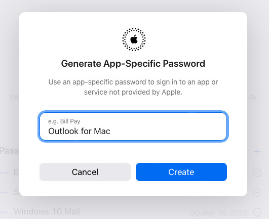 Create a new app-specific Apple iCloud password