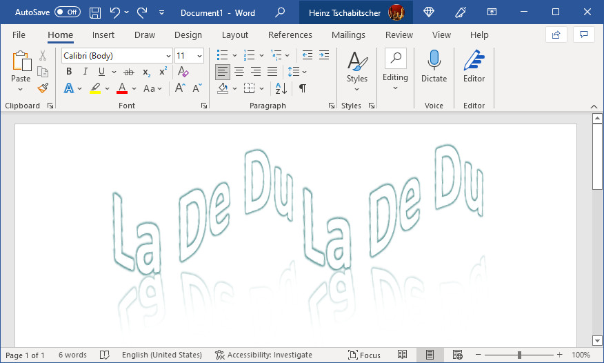 Create wavy text in Word