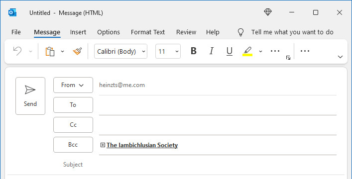 Starting an email to a group of recipients in Outlook for Windows