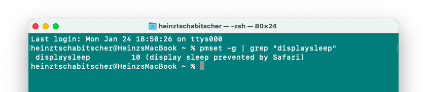 Find out why a display is not going to sleep on a Mac