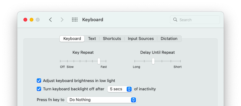 Have the Mac keyboard light turn off automatically