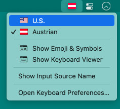 Change the keyboard language on a Mac with the menu